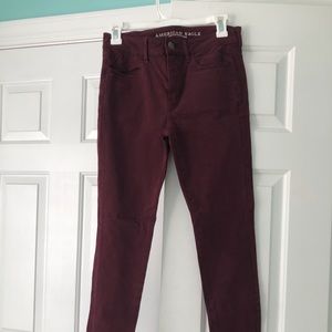 Burgundy American eagle jeggings